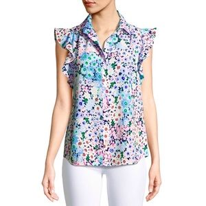 Kate Spade daisy ruffle top blouse live colorfully large